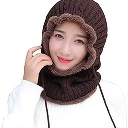 Winter Beanie Monkey Cap Hood for Women | Stretchable Skull Soft Combined Scarf with Drawstring Multi Use Woolen Balaclava Neck Warmer Scarf Casual Cap Hat for Men & Women-image-85