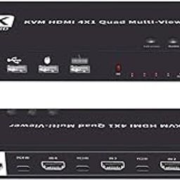 Etzin 4 Ports Quad KVM HDMI-Compatible Multiviewer 4K 4 in 1 Out 1080P Quad Screen Multi Viewer HDMI Multi-Viewer Seamless Switch 5 Viewing Modes，Shares 4 USB Devices on 4 Computers-EPL-990H..-13