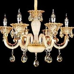 Sanleen Enterprises Modern Contemporary Crystal Glass Chandelier 6 Lamp,Corded Electric-image-36