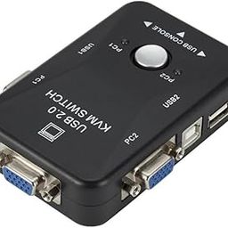 SANCY 2-Port VGA USB KVM Switch Dual Console Control for Keyboard, Mouse & Display Button-Switchable, Desktop-11