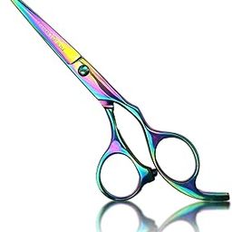 DANIAL High Carbon Razor Cut Stainless Steel Hair Cutting Scissors - Professional Barber Scissors for Men and Women - Ideal for Beard, Moustache, and Nose Trimming 6 INCH (Multicolored)-47