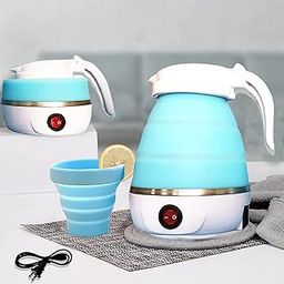 HEATHER Travel Folding Kettle, Fast Boiling, Beautiful Design Collapsible, Portable Kettle, 600ml Boil Dry Protection, 100-240V Food Grade Silicone Foldable Kettle (Multicolor)-image-23