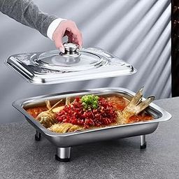 Jolfay Stainless Steel Buffet Dish Rectangular Chafing Food Tray Chafer Pan with Lid Steam Table Pan for Wedding Parties Banquet Catering Events Chafing Dish for Parties Buffet-image-70