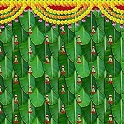 Banana Leaf Decoration | Pooja Background Decoration Cloth |Backdrop Background | House Warming Backdrop 5X8 feet-image-87