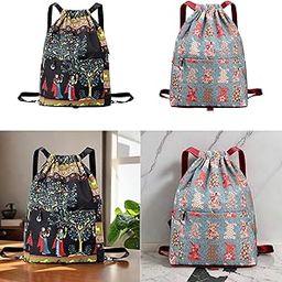 3NH® Drawstring Backpack with Front Pocket Draw String Bag for Gym Travel Outdoor Tree-image-24