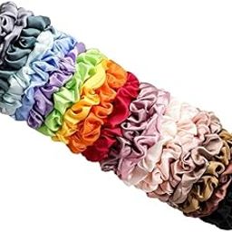 CHIROGRAPHY 12 Pcs Luxury Satin Silk Hair Ties Small Scrunchies for Women Girls Ponytail Holders 12 Pcs Mini Bulk Scrunchies Elastic Hair Bands for Thick Curly Hair Pony Tails Hair Ties-image-70