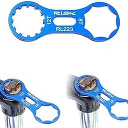Kagbeni Bicycle Suspension Fork Cap Removal & Installation Wrench – Dual 8T/12T Tool with Plum Blossom Crank Cover Spanner – Front Fork Maintenance Tool for MTB & Road Bikes-image-1