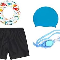 SVNFOXX Kids Swimming Combo for Boys and Girls Swim Short, Cap, Goggles Nosepin and Swim Ring [6-8 Years] Multicolour-image-92