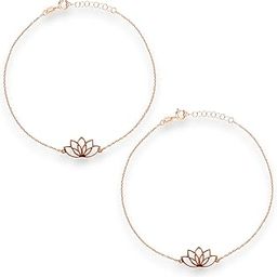 925 Sterling Silver Pure Silver Lotus Rose Gold Plated Anklet for Women-image-7