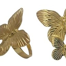 Golden Twin Butterfly Shaped Finger Ring For Women and Girls-image-13