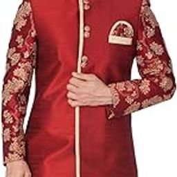 Men's Silk Cotton Casual Style Indo Westen Style Sherwani Only Top-image-73