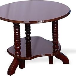 MONO FURN - Wooden Coffee Table for Living Room with Polished Finish Teapoy- Circle Shape-21