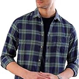 by The Indian Garage Co Men Regular Fit Checkered Cutaway Collar Full Sleeves Casual Shirt-picture-53