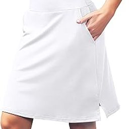 Women's 20" Knee Length Tennis Skorts Skirts SPF Elastic Athletic Skorts with Shorts Golf Skirt with Pocket Casual Skorts-44