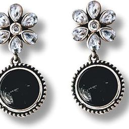 Fashion Jewellery Ear Rings Drop and Dangler Earrings Crystal Earrings for Girls And Women (Black and Silver)-image-14
