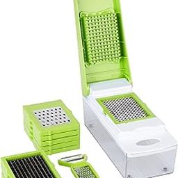 Amazon Brand - Solimo 11-in-1 Stainless Steel Multipurpose Vegetable and Fruit Chopper, Green-image-87