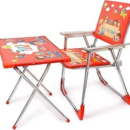 Maanit Kids Study Table || Chair Set for Growing Kids || Study Table || 2 to 6 Years Old Kids - (Metal) (Red)-image-96