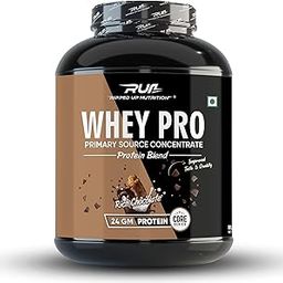 Ripped Up Nutrition- Whey Pro (TRUSTIFIED) - 24GM Protein - 0GM Sugar- Low Carbs Supplements Powder, Digestive Enzimes (1.8kg (4LBS), Rich Chocolate)-image-1