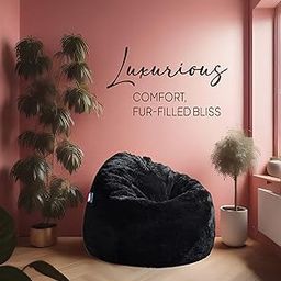 Mollismoons Bean Bag with Beans for Living Room Bean Bag with Beans Filled Bean Bag Fur Bean Bag Very Attractive and Luxuries Bean Bag (Fur Bean Bag Chair Filled with Beans, Black)-image-12