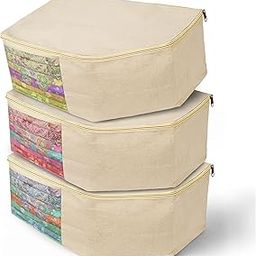 Cotton Canvas Blouse Organizer for Wardrobe – Pack of 3 | Blouse Covers for Storage | 38x25x17 cm-image-36