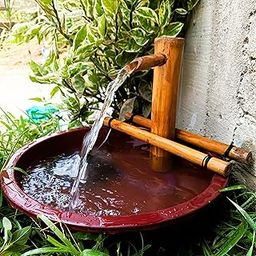 Handcrafted Natural Bamboo Water Fountain | with Water Pump (Included) | Garden Decor, Balconies, Offices, Meditation Rooms | Indoor/Outdoor Water Feature (Bowl Not Included)-picture-4