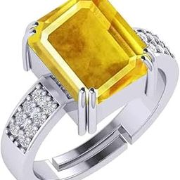 9.25 Ratti Yellow Sapphire Orignal and Natural Silver Ring by Lab Certified GGTL for Man and Women-image-22