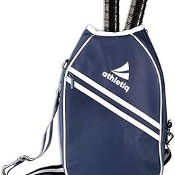 athletiq Pickleball Bag Waterproof Crossbody Sport Carry Unisex Pickleball Sport Bag for Paddle & Balls | Adjustable Strap (Blue & White Stripes)-image-10