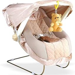 Joyride 12 in 1 Premium Musical Baby Feeding Swing Rocker Carry Cot Cum Bouncer with Mosquito Net, Storage Box and Swinging Ropes (Brown Beige)-14