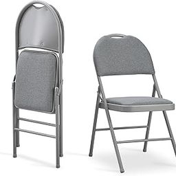 KAIHAOWIN High Back Folding Chairs Set of 2 Padded Foldable Comfortable Chairs with Extended Backrest and Handle Hole for Indoor Easy to Carry-Gray-image-39