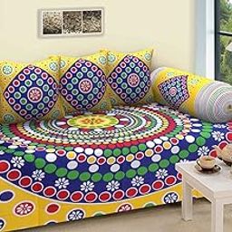 Being Handloom Cotton Diwan Set (1 Single Bedheet(60x90), 2 Bolster Covers, 3 Cushion Covers)-image-62