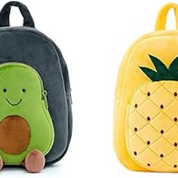 blue tree Cute Boy's and Girl's Plush Bag Quality Full Embroidery Designs Mini Travel Backpack Avocado (Avocado-Pineapple)-image-17
