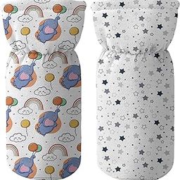 Novo Baby Cotton Soft Plush Baby Bottle Feeding Cover Tote Modern Bag Carrier Bag Bottle Cover with Strap Pack of 2 (Daisy)-image-73