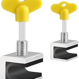 ARRAX Sliding Window Locks Adjustable Security Window Lock Window Stoppers Aluminium With Key Childproof Safety Window Lock Clamps For Vertical Horizontal Slide Door Windows (2 Pcs),Silver-1