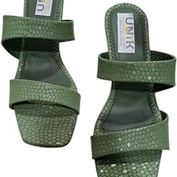 Women's Square Toe Sandals, Sage Green Textured Dual Strap, Slip-on Flats-image-51
