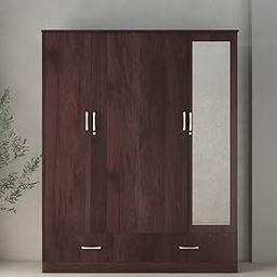 CASPIAN Engineered Wood Four Door Wooden Wardrobe (Rainforest Dark) | Furniture with Dressing Mirror | Cupboard/Almirah for Bedroom Clothes Storage Organizer | with Locker, 3 Drawers & 6 Shelves-image-25