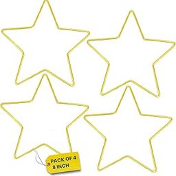 ecofynd 4pcs Star 8 Inch Metal Crafts Hoops, Gold Dream Catcher Rings Supplies, Macrame Creations Ring for Wreath Crafts, DIY Projects handicrafts Decoration Wall Hanging Craft (CS4004-GO)-image-7