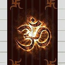 7Ft Door Curtain Pack of 1 Pc | 3D God Swastik OM Digital Printed Home Furnishing Polyresin Curtain for Indian Festival- Diwali, Mandir,Temple and Pooja Ghar | 4 x 7 Feet, Set of 1-10