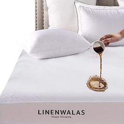 Linenwalas Waterproof & Dust Proof Double Bed Fitted Mattress Protector and Pillow Protector Set - White - Standard Size-picture-30