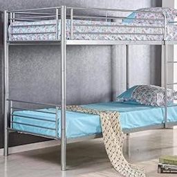 Unqiue Handicraft Bunk Metal Bed Size 3 X 6 Feet Load Capacity 300 Kg In Silver Colour (Paint Finished) - Single, Glossy-image-2