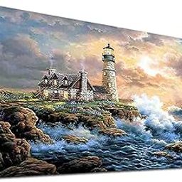 JATOK Large Diamond Painting Kits for Adults (35.5 x 15.7 inch) DIY 5D Lighthouse Full Round Drill Crystal Rhinestone Embroidery Pictures Arts Paint by Number Diamond Art Kits for Home Wall Decor-image-33