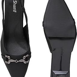 Women's Stylish Slingback Heels | Pointed Toe Party & Formal Wear Sandals | Comfortable Mid Heel with Crystal Heart Embellishment | Elegant Office & Wedding Shoes for Girls & Women(244)-image-81