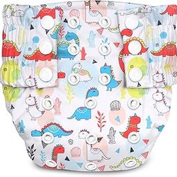 A Toddler Thing Pull-Up Cloth Diaper 2.0 with Insert | Stay Dry & Lasts up to 6Hrs | Adjustable Snap Buttons | Reusable & Rash Free | Fits Babies 5-16 kg | Dino Party-15