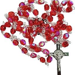 Catholic Praying Rosary with St Benedict Cross for Men & Women (Red)-20
