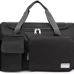 Weekender Duffel Bag with Water Bottle Holder, Pink (Black)-image-96