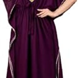 Royal Plum Traditional Hand-Mirror Work Kaftan Maxi.-image-94