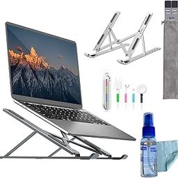 smashtronics Premium Metal Laptop Stand - Foldable, Height Adjustable Aluminum Note Book Stand (Steel Grey)-31