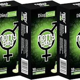 NOTTY BOY DingDong Green Apple Flavoured Extra Thin Condoms For Men- Pack of 3, 30pcs | Organic Latex | Safe For Oral | Fun and Playful | Flavourful Protection-61