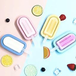 SR Popsicle Molds, Silicone Ice Cream Mold with Cover, DIY Ice Cream Tray Creative Ice Making Kitchen Tools for Household (4 PES)-picture-13