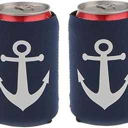 1 Pair Nautical Anchor Soda Beer Bottle Tin Can Cooler Sleeve Holder Wrap | Authentic Collector's Piece | Rare Collectible | 1 Pair of Can Cooler Holder-image-56