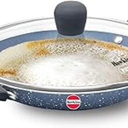 Hawkins Nonstick Pro 0.9 Litre Appachatty, Mini Kadhai, Appachatti, Appachetty, Appam Pot Maker, Deep Fry Pan with Glass Lid, Granite Kadai-image-1